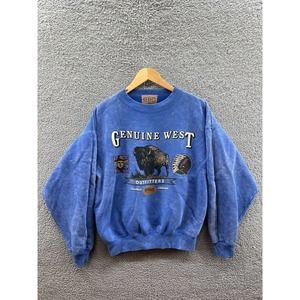 SDI Vintage Buffalo Brand Genuine West Outfitters Blue Crewneck Sweatshirt Sz XL